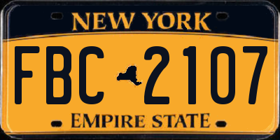 NY license plate FBC2107
