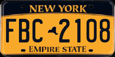 NY license plate FBC2108