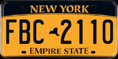 NY license plate FBC2110