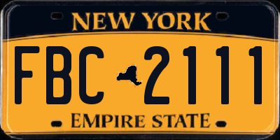 NY license plate FBC2111