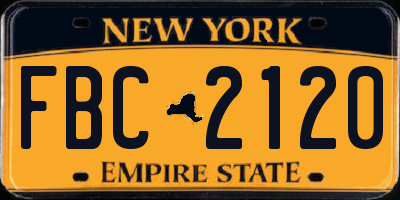 NY license plate FBC2120