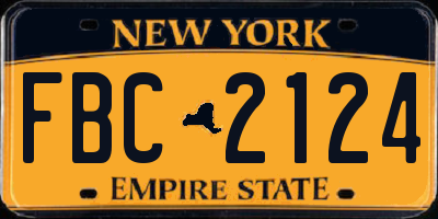 NY license plate FBC2124