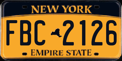 NY license plate FBC2126