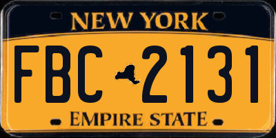 NY license plate FBC2131