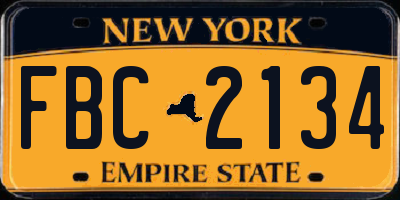 NY license plate FBC2134