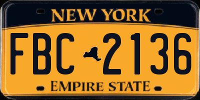 NY license plate FBC2136