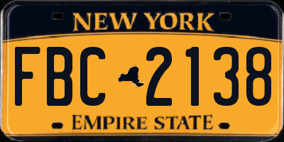 NY license plate FBC2138