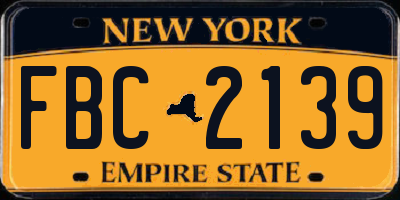 NY license plate FBC2139