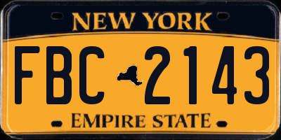 NY license plate FBC2143