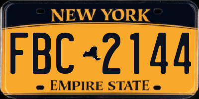 NY license plate FBC2144