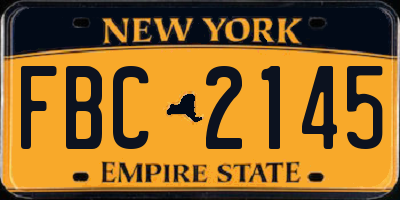 NY license plate FBC2145