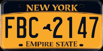 NY license plate FBC2147