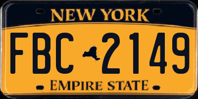 NY license plate FBC2149