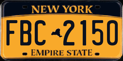 NY license plate FBC2150