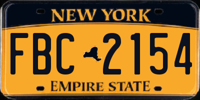 NY license plate FBC2154