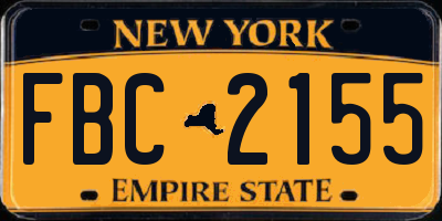NY license plate FBC2155