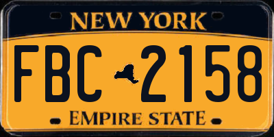NY license plate FBC2158