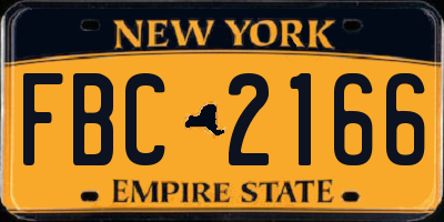 NY license plate FBC2166