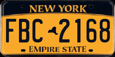 NY license plate FBC2168