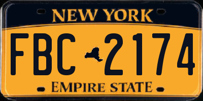 NY license plate FBC2174