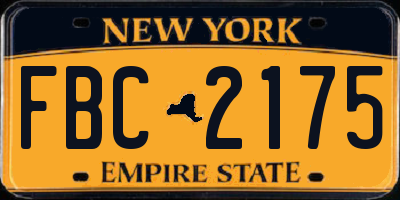 NY license plate FBC2175