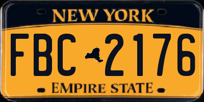 NY license plate FBC2176