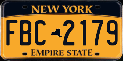 NY license plate FBC2179