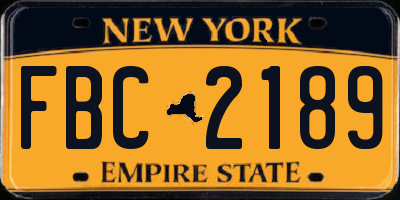 NY license plate FBC2189