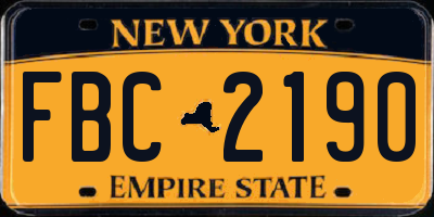 NY license plate FBC2190