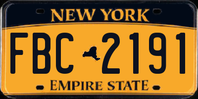 NY license plate FBC2191