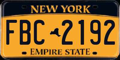 NY license plate FBC2192