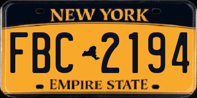 NY license plate FBC2194