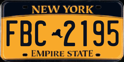 NY license plate FBC2195
