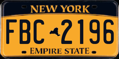 NY license plate FBC2196