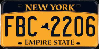 NY license plate FBC2206