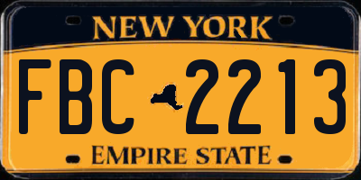 NY license plate FBC2213