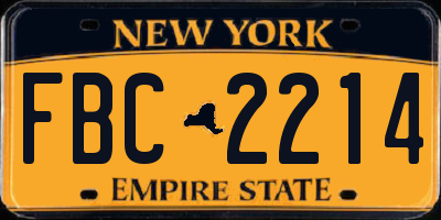 NY license plate FBC2214