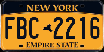 NY license plate FBC2216