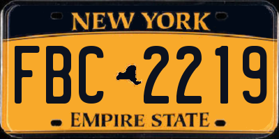 NY license plate FBC2219