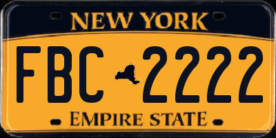NY license plate FBC2222