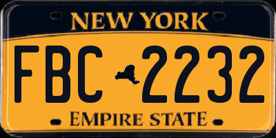 NY license plate FBC2232