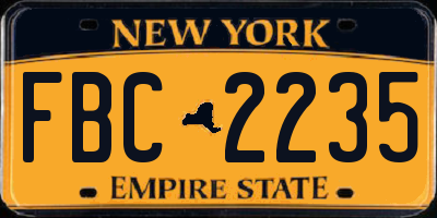 NY license plate FBC2235