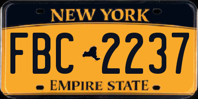NY license plate FBC2237