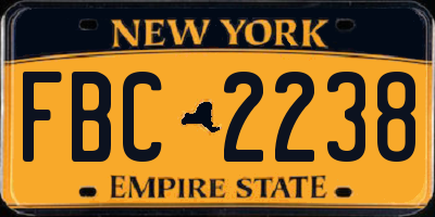 NY license plate FBC2238