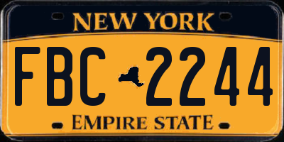 NY license plate FBC2244