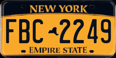 NY license plate FBC2249