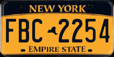 NY license plate FBC2254