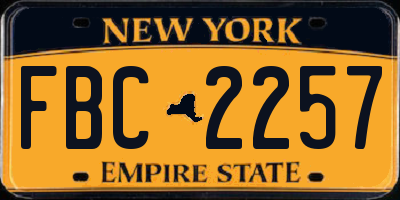NY license plate FBC2257