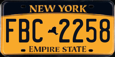 NY license plate FBC2258