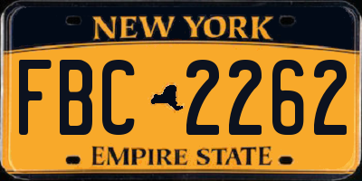 NY license plate FBC2262